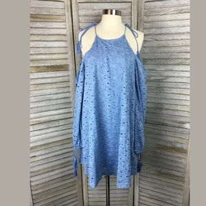 J.O.A Eyelet Cold Shoulder Dress Sz M Nwt